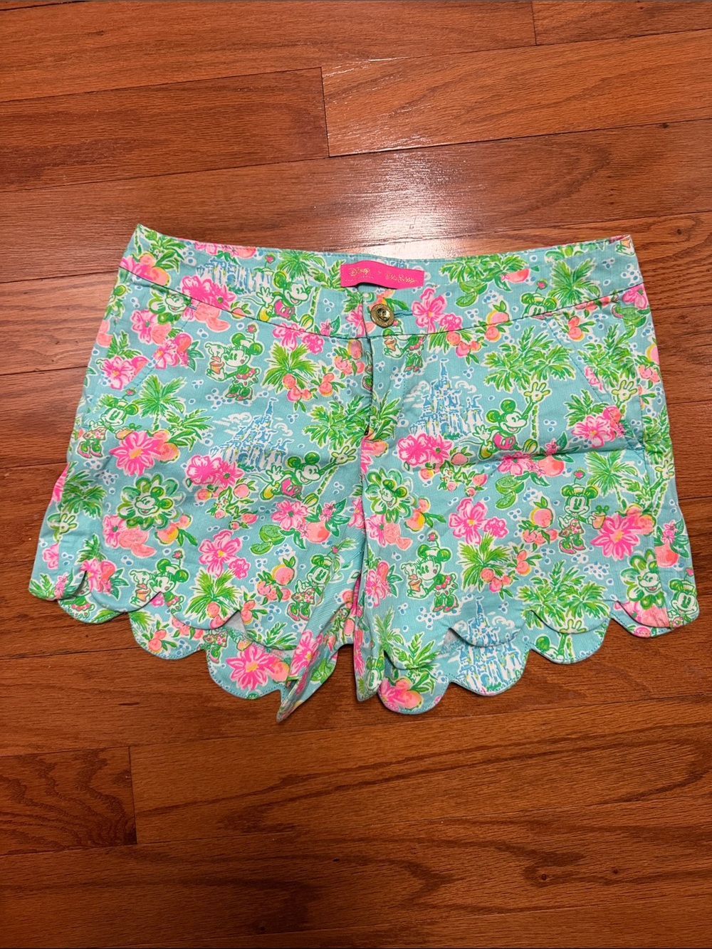 Lilly Pulitzer x Disney Light Blue Floral Scallop Hem Shorts